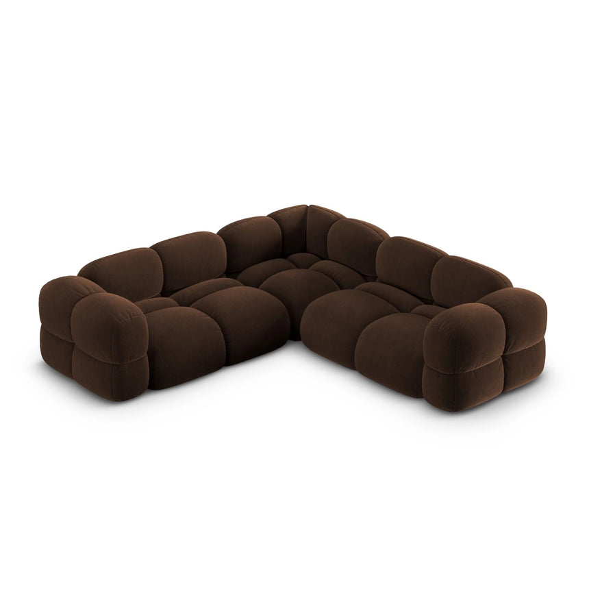 Loretto 4-Sitzer Ecksofa, symmetrisch, aus Samt in Schokolade (Vogue 6), 250x250x68 cm von Cosmopolitan Design – Bild 1