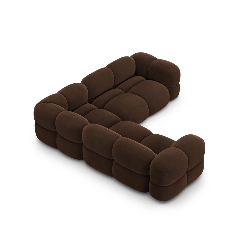 Loretto 4-Sitzer Ecksofa, symmetrisch, aus Samt in Schokolade (Vogue 6), 250x250x68 cm von Cosmopolitan Design – Bild 6