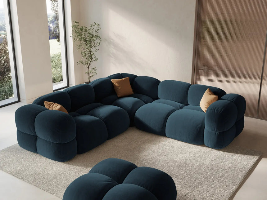 Loretto 4-Sitzer Ecksofa, symmetrisch, aus Samt in Tiefes Petrol (Vogue 13), 250x250x68 cm von Cosmopolitan Design – Bild 2