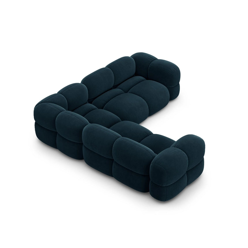 Loretto 4-Sitzer Ecksofa, symmetrisch, aus Samt in Tiefes Petrol (Vogue 13), 250x250x68 cm von Cosmopolitan Design – Bild 6