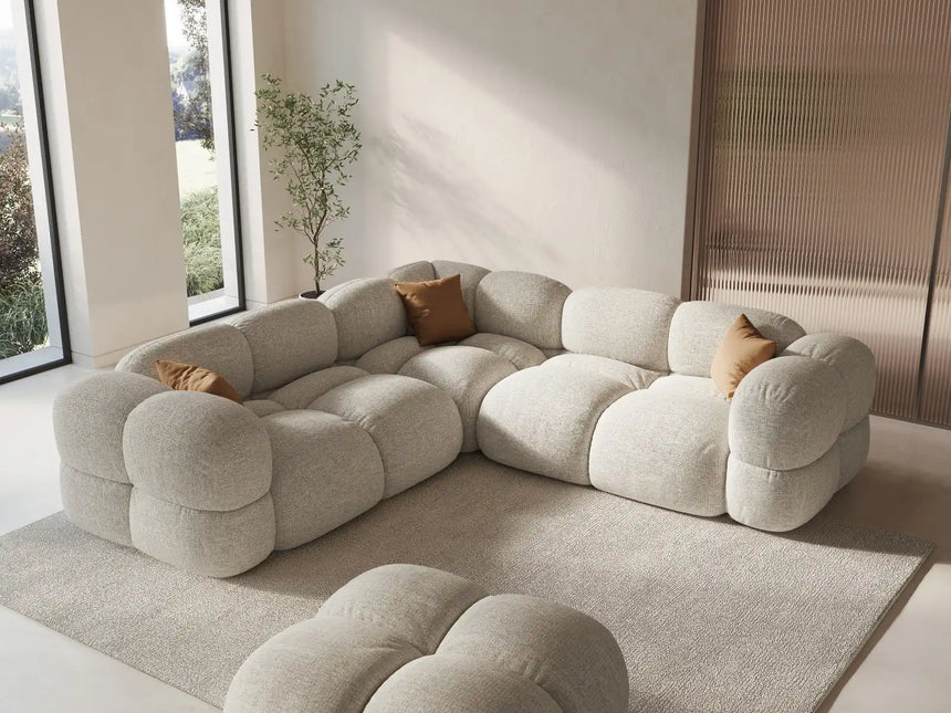 Loretto 4-Sitzer Ecksofa, symmetrisch, aus Strukturierter Stoff in Beige (Sorella 03), 250x250x68 cm von Cosmopolitan Design – Bild 2