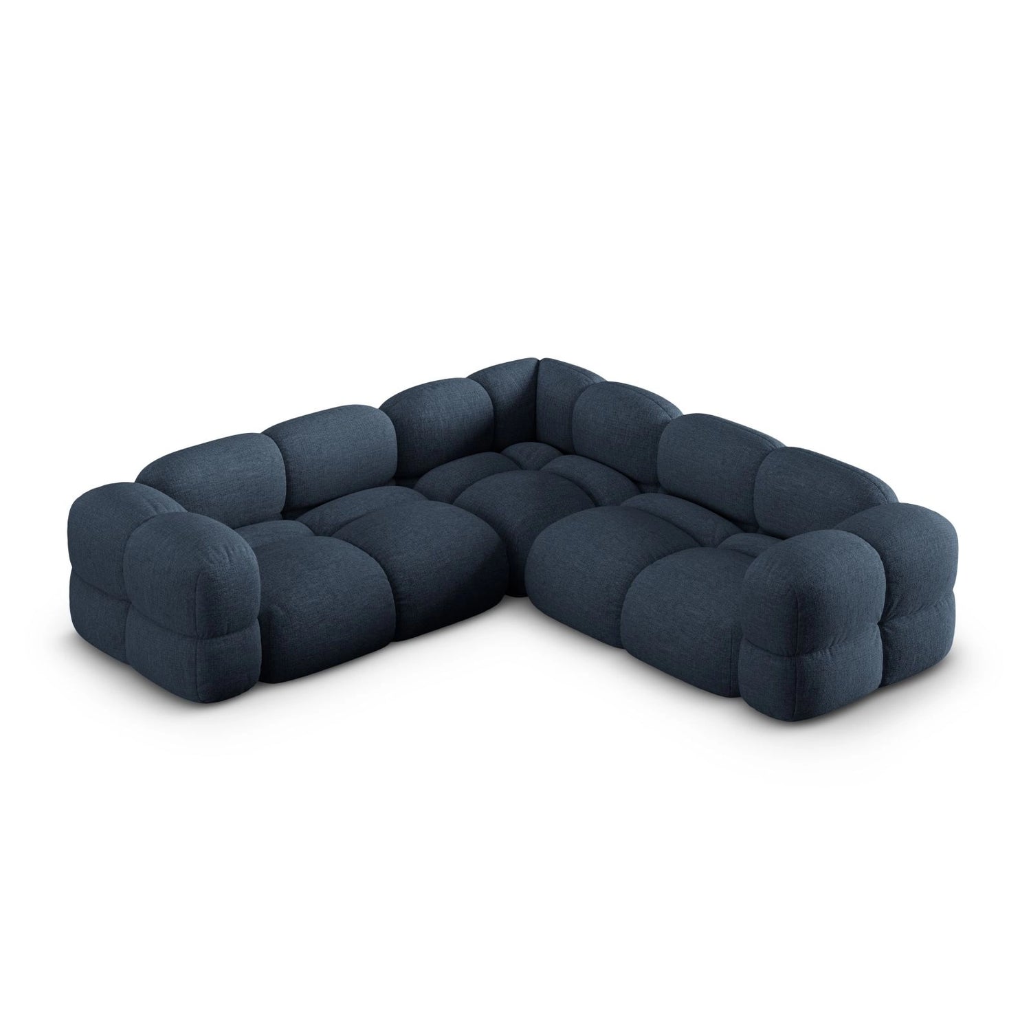 Loretto 4-Sitzer Ecksofa, symmetrisch, aus Strukturierter Stoff in Dunkelblau (Sorella 77), 250x250x68 cm von Cosmopolitan Design – Bild 1