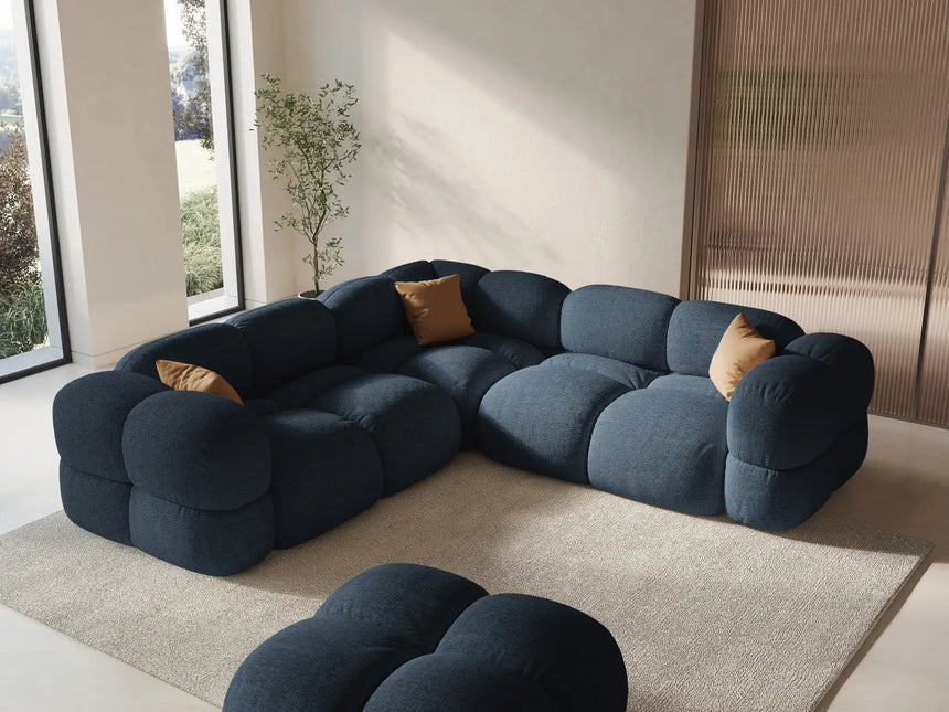 Loretto 4-Sitzer Ecksofa, symmetrisch, aus Strukturierter Stoff in Dunkelblau (Sorella 77), 250x250x68 cm von Cosmopolitan Design – Bild 2