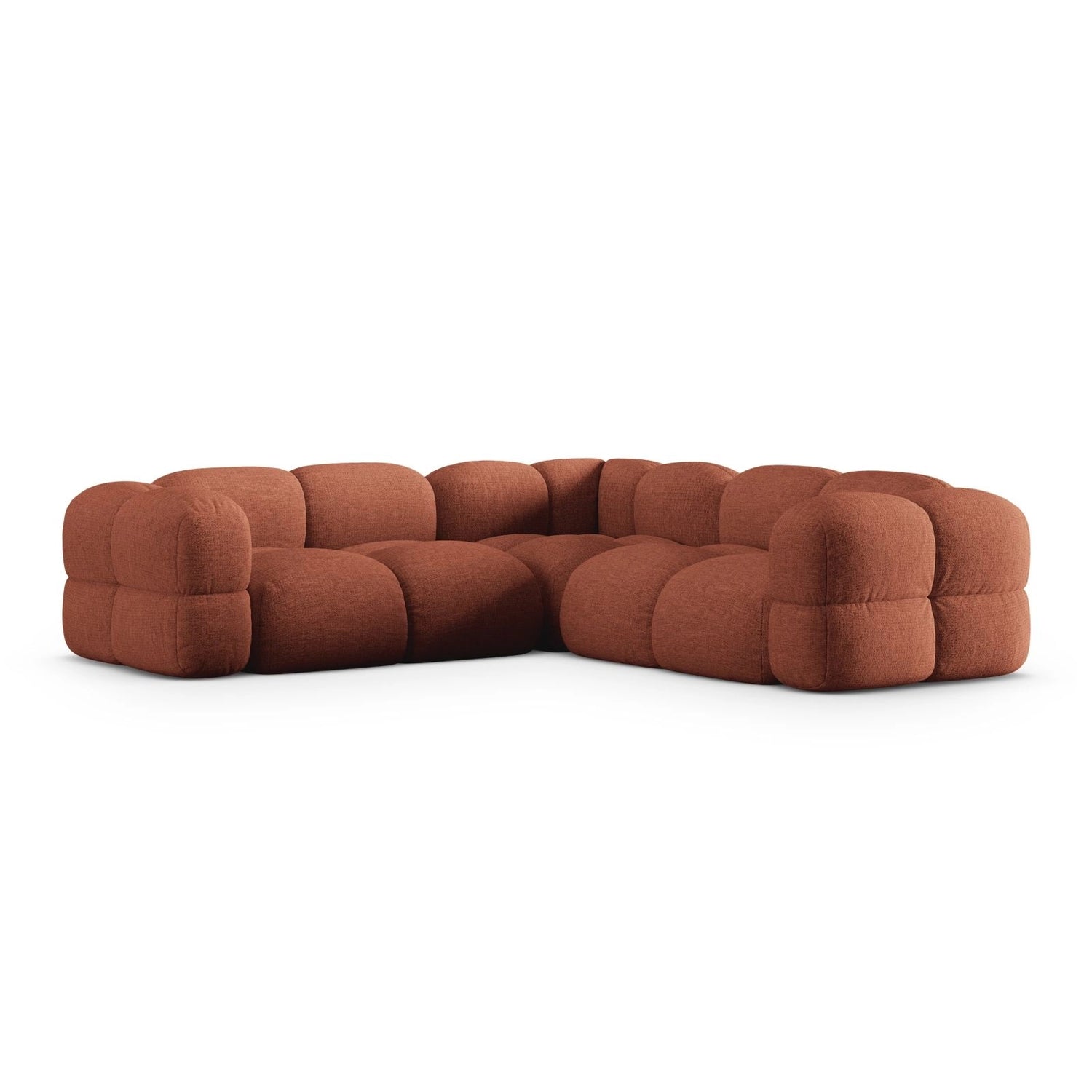 Loretto 4-Sitzer Ecksofa, symmetrisch, aus Strukturierter Stoff in Koralle (Sorella 58), 250x250x68 cm von Cosmopolitan Design – Bild 5