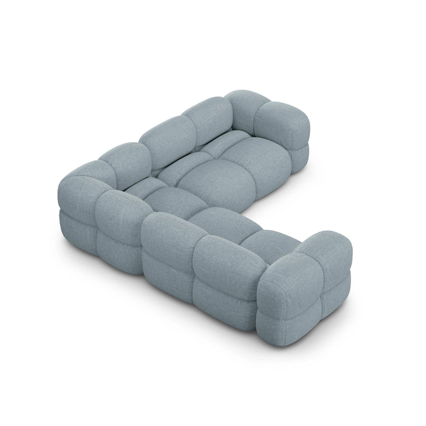 Loretto 4-Sitzer Ecksofa, symmetrisch, aus Strukturierter Stoff in Pastellblau (Sorella 70), 250x250x68 cm von Cosmopolitan Design – Bild 6