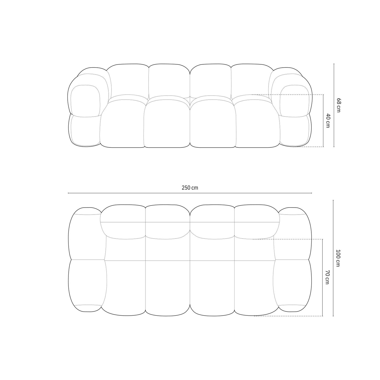 Loretto 4-Sitzer Sofa aus Samt in Tiefes Petrol (Vogue 13), 250x100x68 cm von Cosmopolitan Design – Bild 3