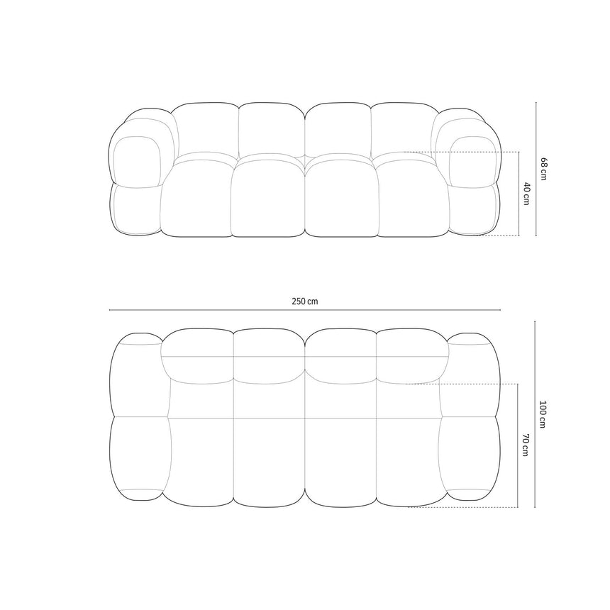 Loretto 4-Sitzer Sofa aus Strukturierter Stoff in Dunkelblau (Sorella 77), 250x100x68 cm von Cosmopolitan Design – Bild 3