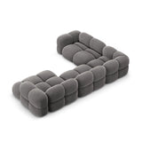 Loretto 5-Sitzer Panorama Ecksofa, Linke Seite, aus Samt in Grau (Vogue 15), Beine aus Schwarzes Plastik, 345x250x68 cm von Cosmopolitan Design – Bild 5