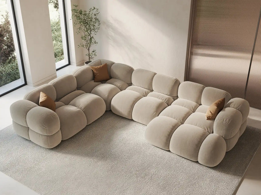 Loretto 5-Sitzer Panorama Ecksofa, Linke Seite, aus Samt oder Strukturstoff, 345x250x68 cm von Cosmopolitan Design – Bild 2