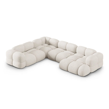 Loretto 5-Sitzer Panorama Ecksofa, Linke Seite, aus Strukturierter Stoff in Beige (Sorella 03), Beine aus Schwarzes Plastik, 345x250x68 cm von Cosmopolitan Design – Bild 1
