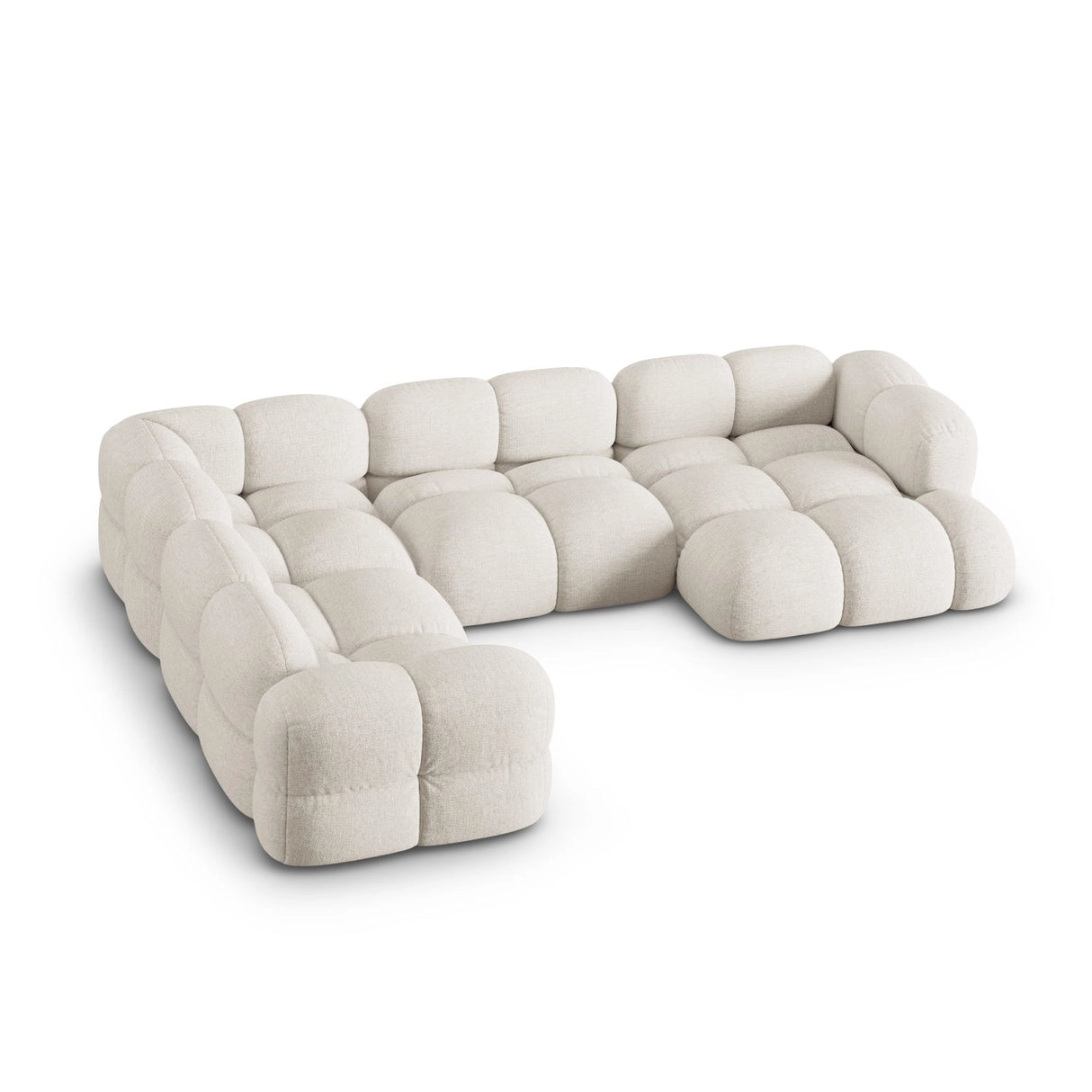 Loretto 5-Sitzer Panorama Ecksofa, Linke Seite, aus Strukturierter Stoff in Beige (Sorella 03), Beine aus Schwarzes Plastik, 345x250x68 cm von Cosmopolitan Design – Bild 4