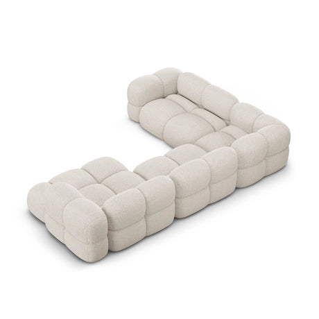 Loretto 5-Sitzer Panorama Ecksofa, Linke Seite, aus Strukturierter Stoff in Beige (Sorella 03), Beine aus Schwarzes Plastik, 345x250x68 cm von Cosmopolitan Design – Bild 5