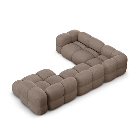 Loretto 5-Sitzer Panorama Ecksofa, Linke Seite, aus Strukturierter Stoff in Cappuccino (Sorella 21), Beine aus Schwarzes Plastik, 345x250x68 cm von Cosmopolitan Design – Bild 5
