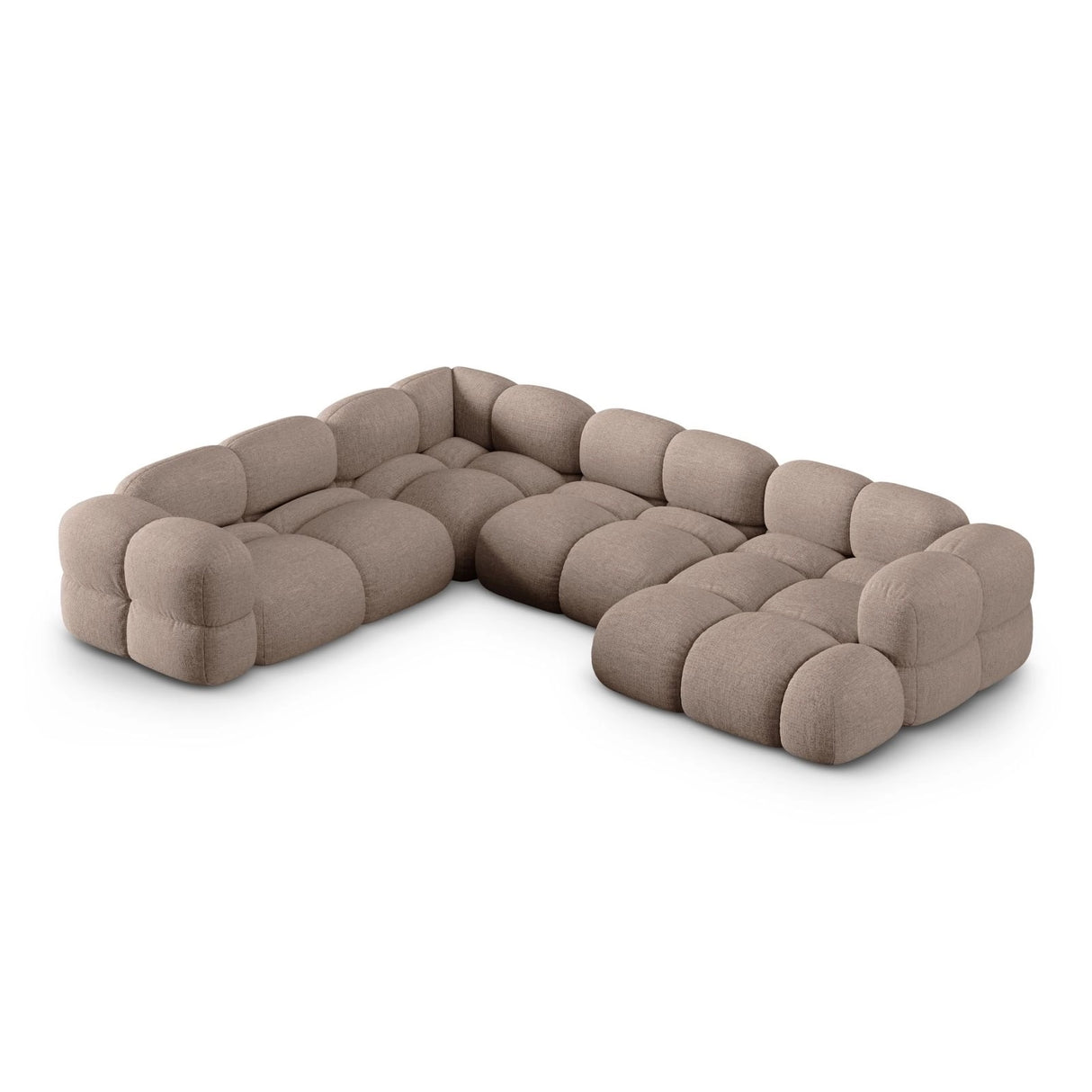 Loretto 5-Sitzer Panorama Ecksofa, Linke Seite, aus Strukturierter Stoff in Cappuccino (Sorella 21), Beine aus Schwarzes Plastik, 345x250x68 cm von Cosmopolitan Design – Bild 1