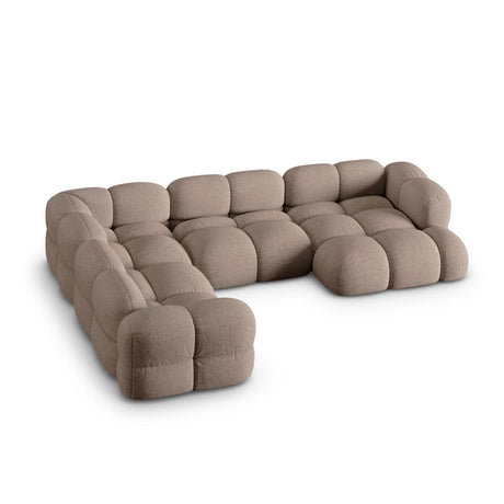 Loretto 5-Sitzer Panorama Ecksofa, Linke Seite, aus Strukturierter Stoff in Cappuccino (Sorella 21), Beine aus Schwarzes Plastik, 345x250x68 cm von Cosmopolitan Design – Bild 4