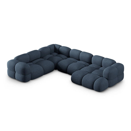 Loretto 5-Sitzer Panorama Ecksofa, Linke Seite, aus Strukturierter Stoff in Dunkelblau (Sorella 77), Beine aus Schwarzes Plastik, 345x250x68 cm von Cosmopolitan Design – Bild 1