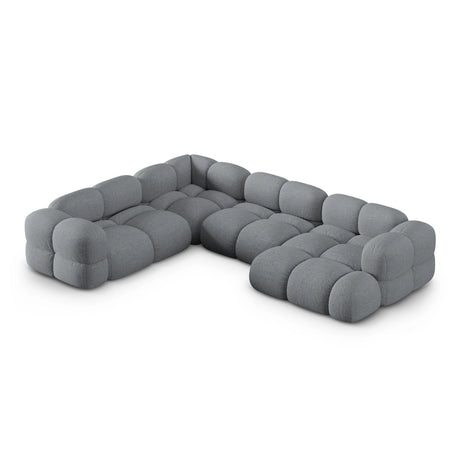 Loretto 5-Sitzer Panorama Ecksofa, Linke Seite, aus Strukturierter Stoff in Grau (Sorella 89), Beine aus Schwarzes Plastik, 345x250x68 cm von Cosmopolitan Design – Bild 1