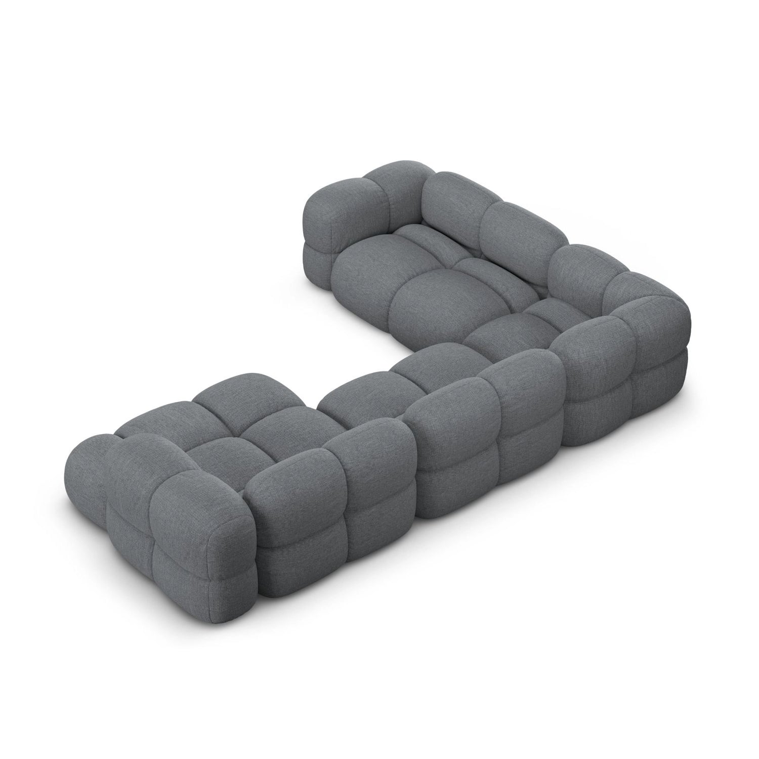 Loretto 5-Sitzer Panorama Ecksofa, Linke Seite, aus Strukturierter Stoff in Grau (Sorella 89), Beine aus Schwarzes Plastik, 345x250x68 cm von Cosmopolitan Design – Bild 5