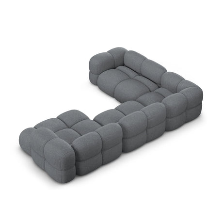 Loretto 5-Sitzer Panorama Ecksofa, Linke Seite, aus Strukturierter Stoff in Grau (Sorella 89), Beine aus Schwarzes Plastik, 345x250x68 cm von Cosmopolitan Design – Bild 5