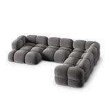 Loretto 5-Sitzer Panorama Ecksofa, Rechte Seite, aus Samt in Grau (Vogue 15), Beine aus Schwarzes Plastik, 345x250x68 cm von Cosmopolitan Design – Bild 4