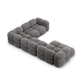 Loretto 5-Sitzer Panorama Ecksofa, Rechte Seite, aus Samt in Grau (Vogue 15), Beine aus Schwarzes Plastik, 345x250x68 cm von Cosmopolitan Design – Bild 5