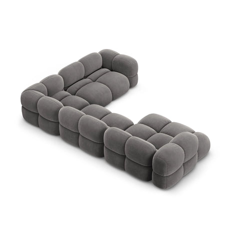 Loretto 5-Sitzer Panorama Ecksofa, Rechte Seite, aus Samt in Grau (Vogue 15), Beine aus Schwarzes Plastik, 345x250x68 cm von Cosmopolitan Design – Bild 5