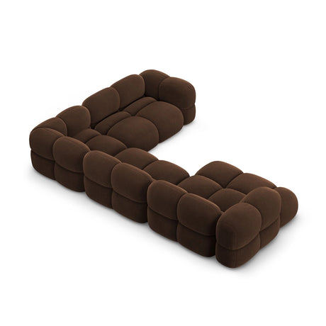 Loretto 5-Sitzer Panorama Ecksofa, Rechte Seite, aus Samt in Schokolade (Vogue 6), Beine aus Schwarzes Plastik, 345x250x68 cm von Cosmopolitan Design – Bild 5