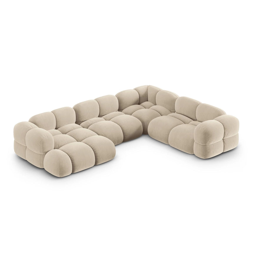 Loretto 5-Sitzer Panorama Ecksofa, Rechte Seite, aus Samt oder Strukturstoff, 345x250x68 cm von Cosmopolitan Design – Bild 1