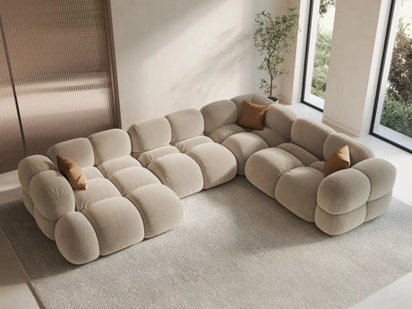 Loretto 5-Sitzer Panorama Ecksofa, Rechte Seite, aus Samt oder Strukturstoff, 345x250x68 cm von Cosmopolitan Design – Bild 2