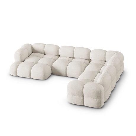 Loretto 5-Sitzer Panorama Ecksofa, Rechte Seite, aus Strukturierter Stoff in Beige (Sorella 03), Beine aus Schwarzes Plastik, 345x250x68 cm von Cosmopolitan Design – Bild 4