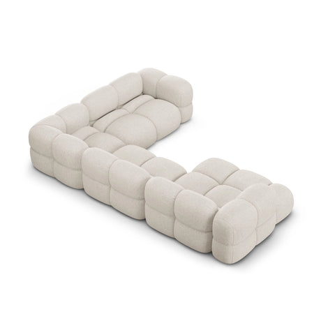 Loretto 5-Sitzer Panorama Ecksofa, Rechte Seite, aus Strukturierter Stoff in Beige (Sorella 03), Beine aus Schwarzes Plastik, 345x250x68 cm von Cosmopolitan Design – Bild 5