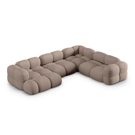 Loretto 5-Sitzer Panorama Ecksofa, Rechte Seite, aus Strukturierter Stoff in Cappuccino (Sorella 21), Beine aus Schwarzes Plastik, 345x250x68 cm von Cosmopolitan Design – Bild 1
