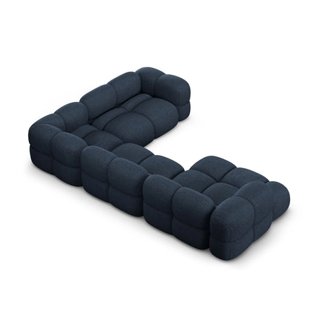 Loretto 5-Sitzer Panorama Ecksofa, Rechte Seite, aus Strukturierter Stoff in Dunkelblau (Sorella 77), Beine aus Schwarzes Plastik, 345x250x68 cm von Cosmopolitan Design – Bild 5