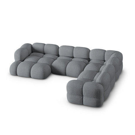 Loretto 5-Sitzer Panorama Ecksofa, Rechte Seite, aus Strukturierter Stoff in Grau (Sorella 89), Beine aus Schwarzes Plastik, 345x250x68 cm von Cosmopolitan Design – Bild 4