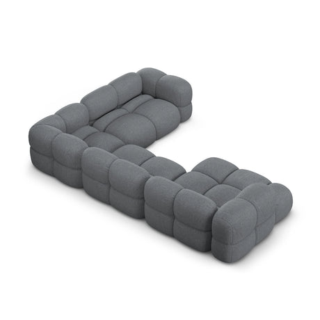 Loretto 5-Sitzer Panorama Ecksofa, Rechte Seite, aus Strukturierter Stoff in Grau (Sorella 89), Beine aus Schwarzes Plastik, 345x250x68 cm von Cosmopolitan Design – Bild 5