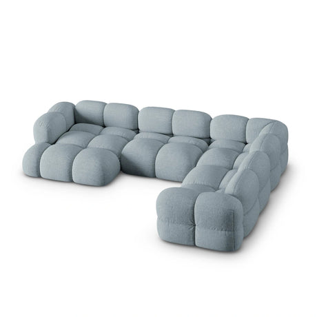 Loretto 5-Sitzer Panorama Ecksofa, Rechte Seite, aus Strukturierter Stoff in Pastellblau (Sorella 70), Beine aus Schwarzes Plastik, 345x250x68 cm von Cosmopolitan Design – Bild 4