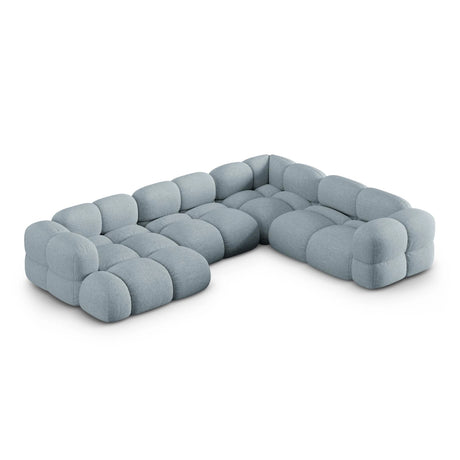 Loretto 5-Sitzer Panorama Ecksofa, Rechte Seite, aus Strukturierter Stoff in Pastellblau (Sorella 70), Beine aus Schwarzes Plastik, 345x250x68 cm von Cosmopolitan Design – Bild 1