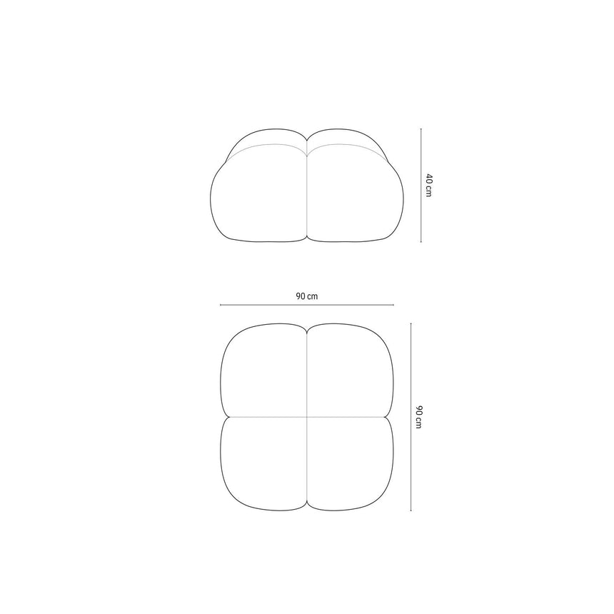 Loretto Pouf aus Samt in Grau (Vogue 15), 90x90x40 cm von Cosmopolitan Design – Bild 3
