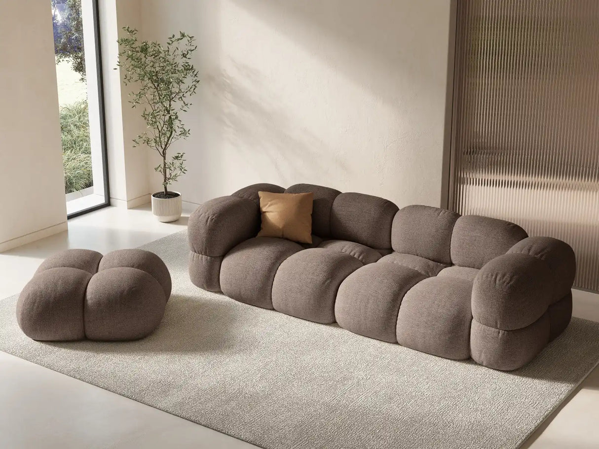 Loretto Pouf aus Strukturierter Stoff in Cappuccino (Sorella 21), 90x90x40 cm von Cosmopolitan Design – Bild 2