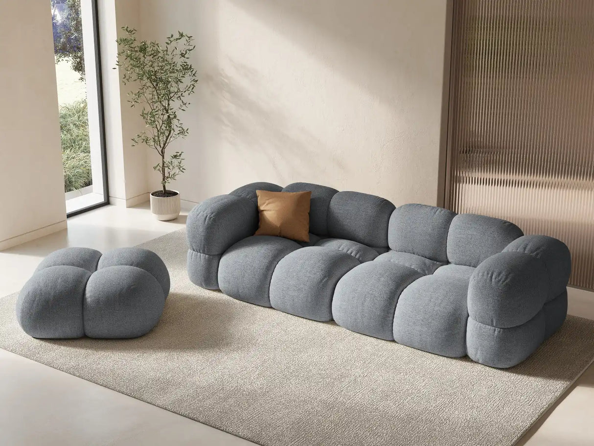 Loretto Pouf aus Strukturierter Stoff in Grau (Sorella 89), 90x90x40 cm von Cosmopolitan Design – Bild 2