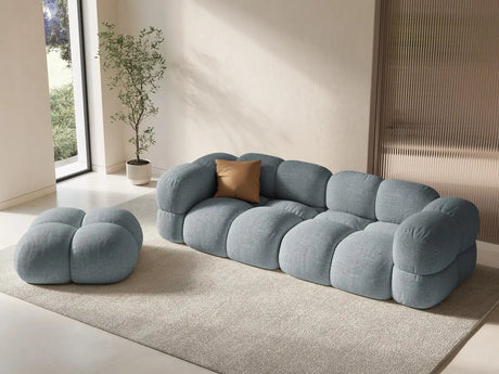Loretto Pouf aus Strukturierter Stoff in Pastellblau (Sorella 70), 90x90x40 cm von Cosmopolitan Design – Bild 2