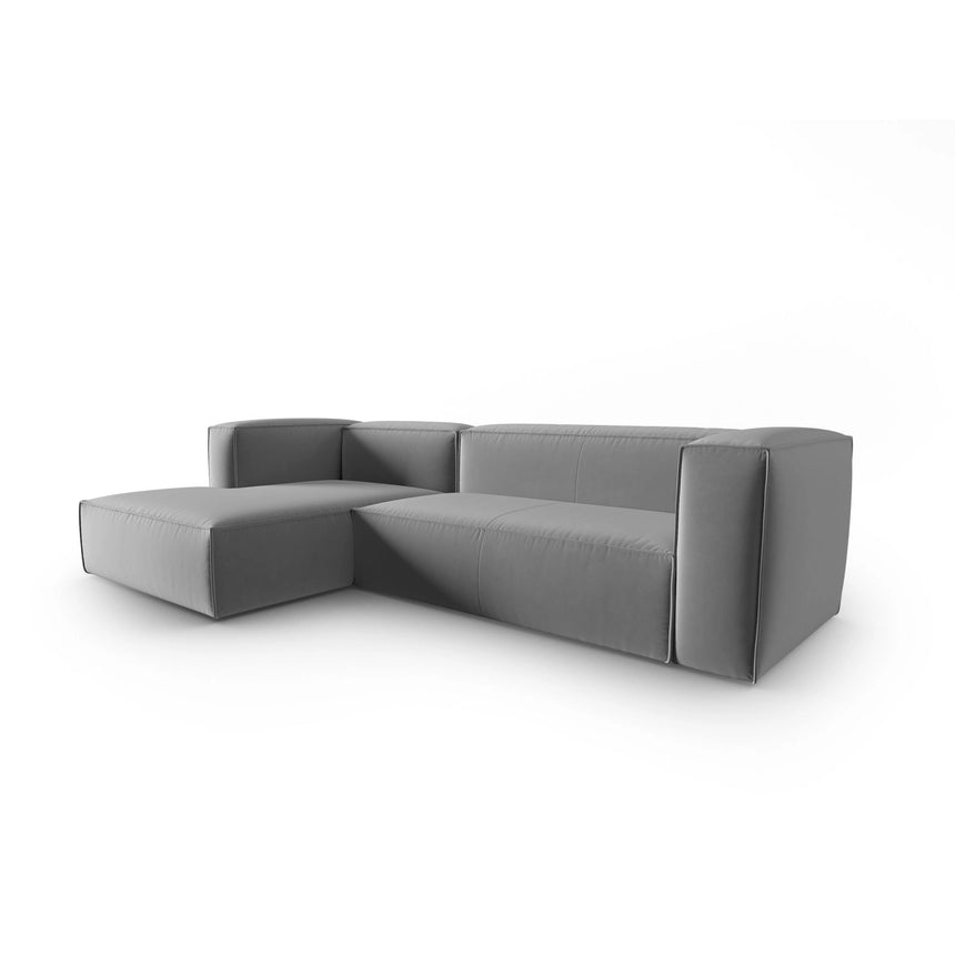 Mackay 4-Sitzer Ecksofa, Linke Seite, aus Samt in Hellgrau (Casino Ash), 282x166x73 cm von Cosmopolitan Design – Bild 3