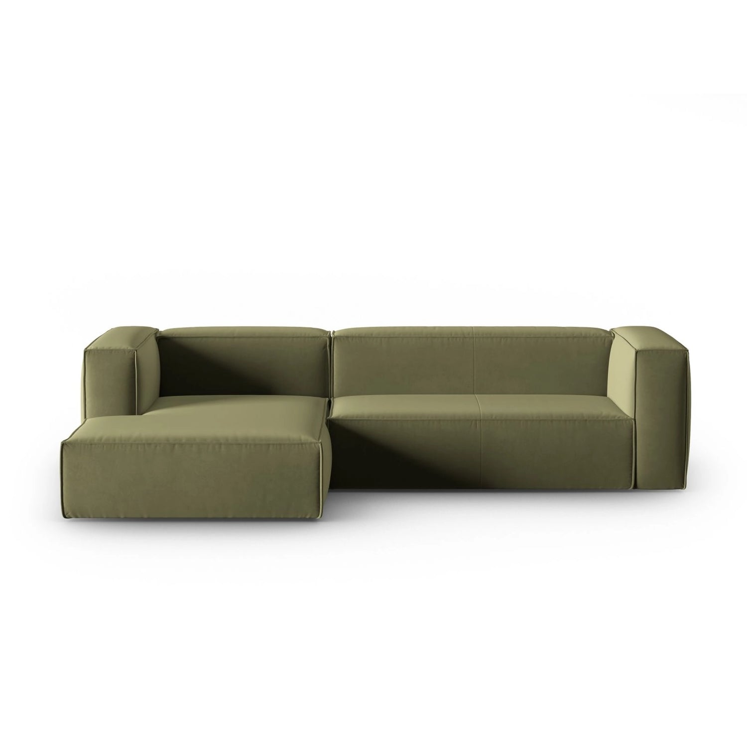 Mackay 4-Sitzer Ecksofa, Linke Seite, aus Samt in Hellgrün (Casino Forest), 282x166x73 cm von Cosmopolitan Design – Bild 1