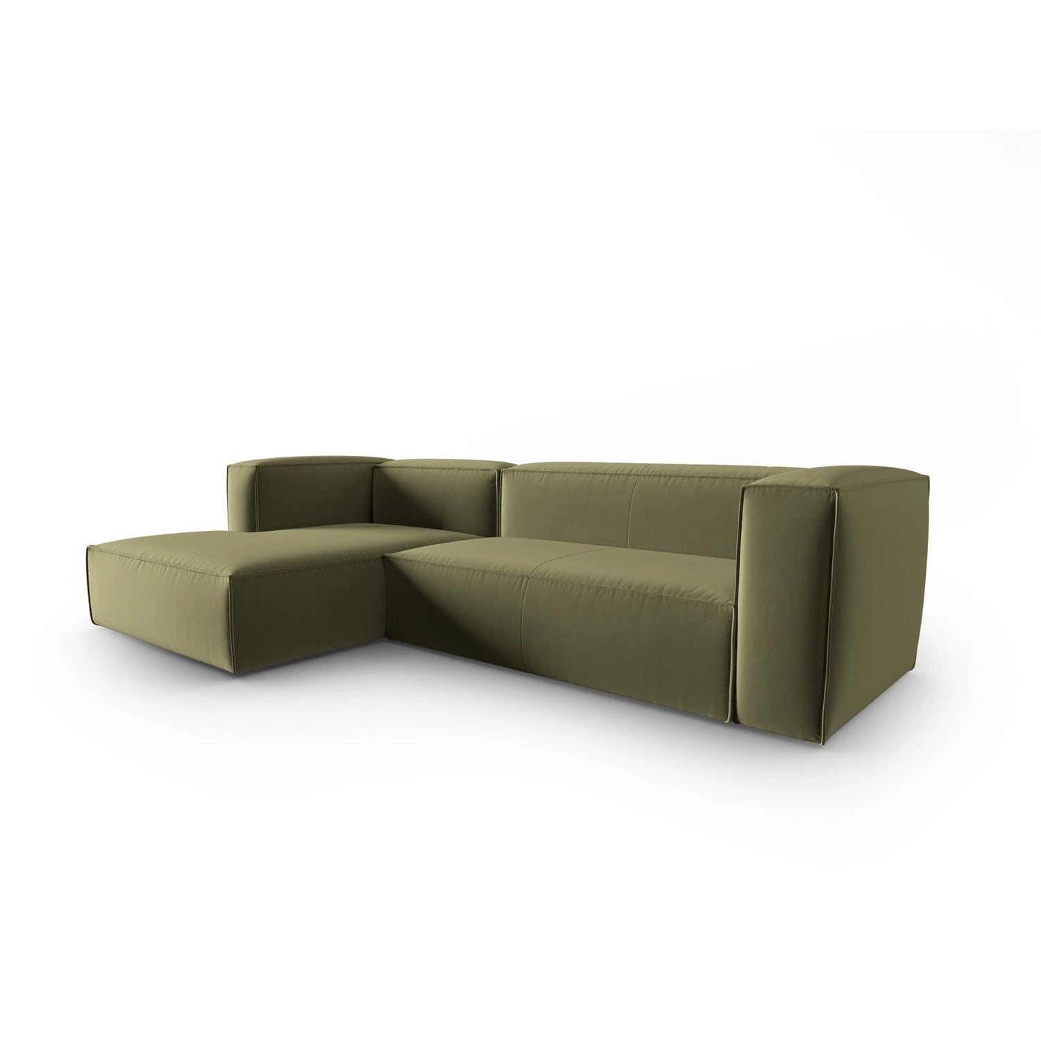 Mackay 4-Sitzer Ecksofa, Linke Seite, aus Samt in Hellgrün (Casino Forest), 282x166x73 cm von Cosmopolitan Design – Bild 3