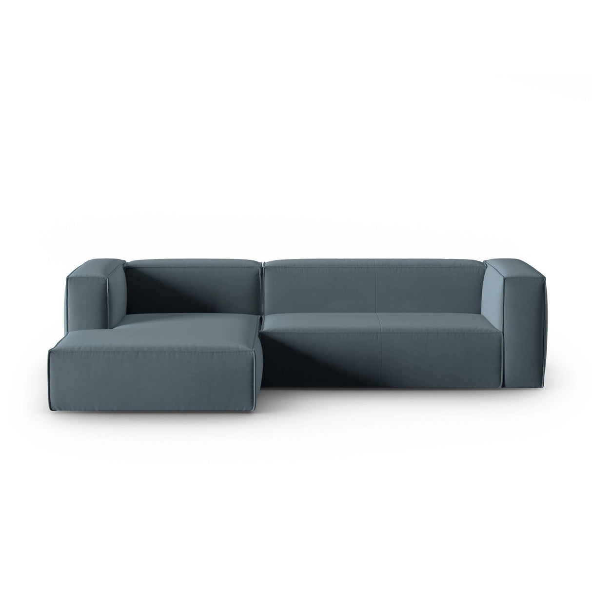Mackay 4-Sitzer Ecksofa, Linke Seite, aus Samt in Pastellblau (Casino Dark Blue), 282x166x73 cm von Cosmopolitan Design – Bild 1