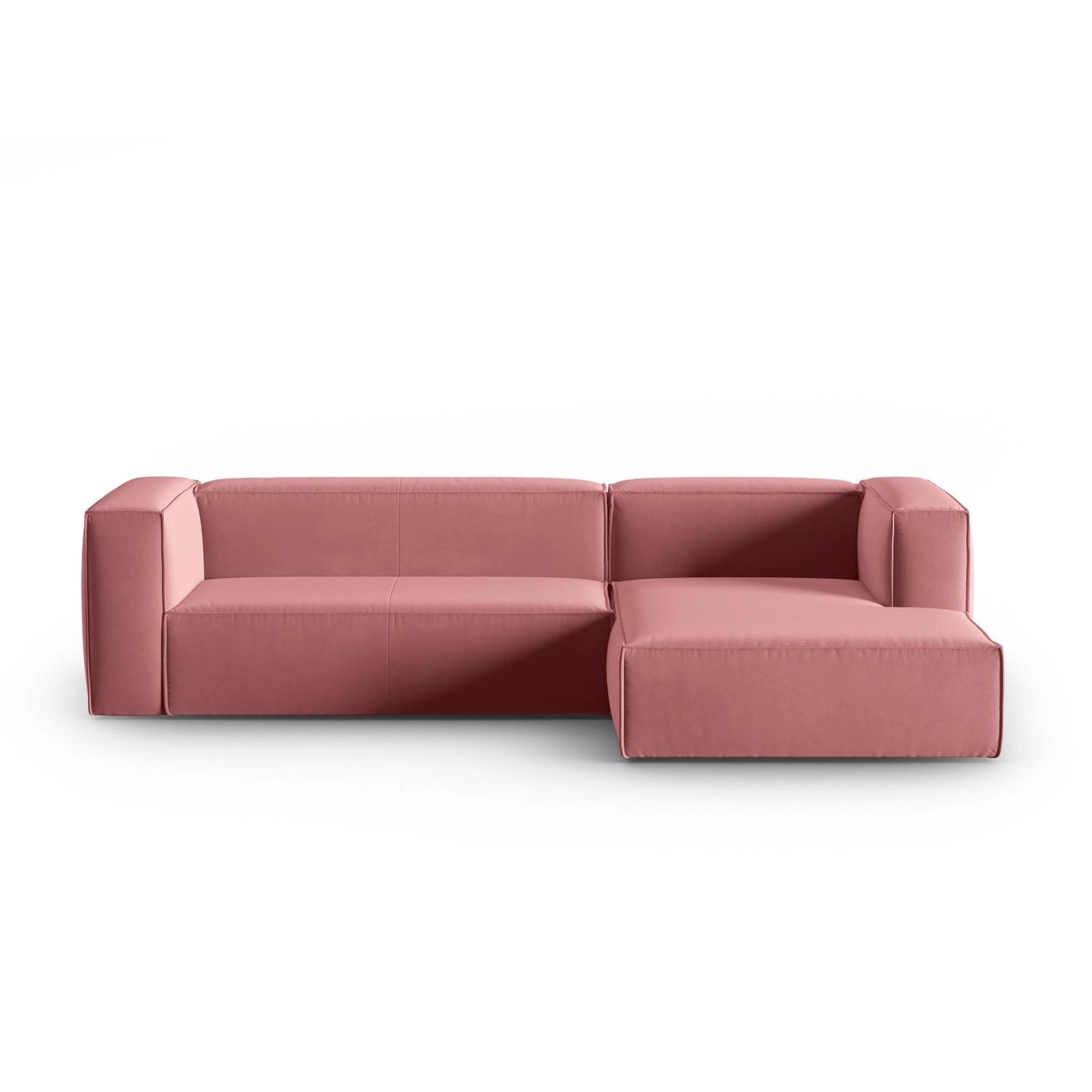 Mackay 4-Sitzer Ecksofa, Rechte Seite, aus Samt in Flamingo (Casino Salmon), 282x166x73 cm von Cosmopolitan Design – Bild 1