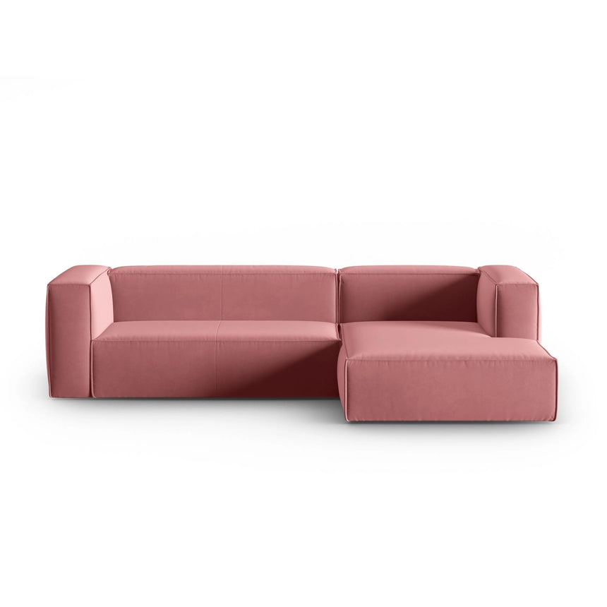 Mackay 4-Sitzer Ecksofa, Rechte Seite, aus Samt in Flamingo (Casino Salmon), 282x166x73 cm von Cosmopolitan Design – Bild 1