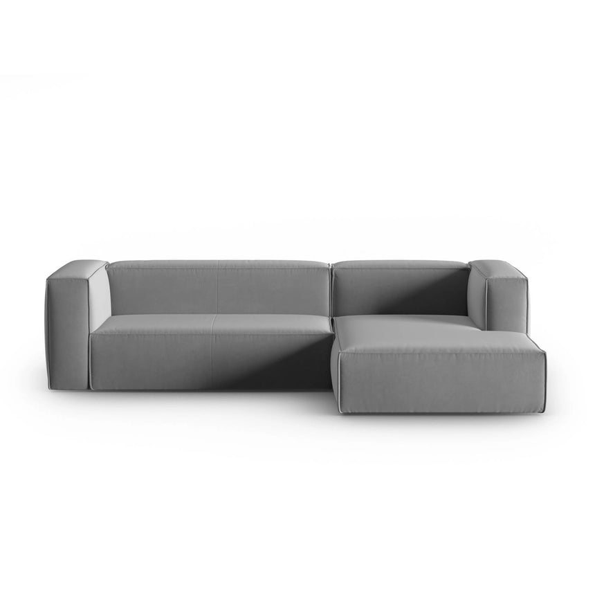 Mackay 4-Sitzer Ecksofa, Rechte Seite, aus Samt in Hellgrau (Casino Ash), 282x166x73 cm von Cosmopolitan Design – Bild 1