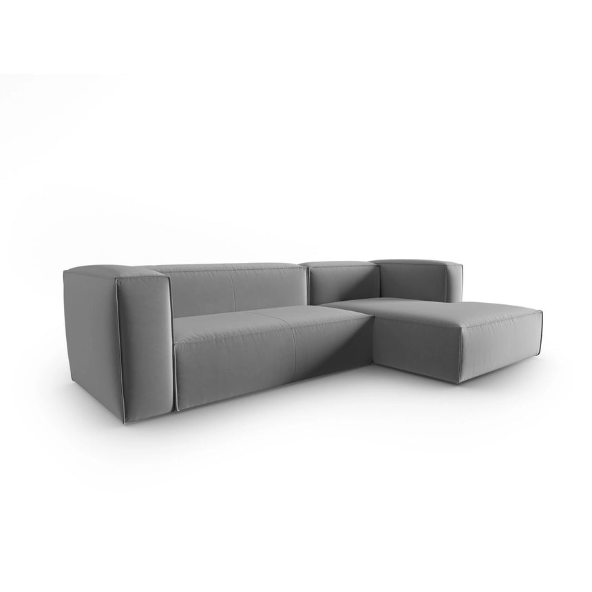 Mackay 4-Sitzer Ecksofa, Rechte Seite, aus Samt in Hellgrau (Casino Ash), 282x166x73 cm von Cosmopolitan Design – Bild 3
