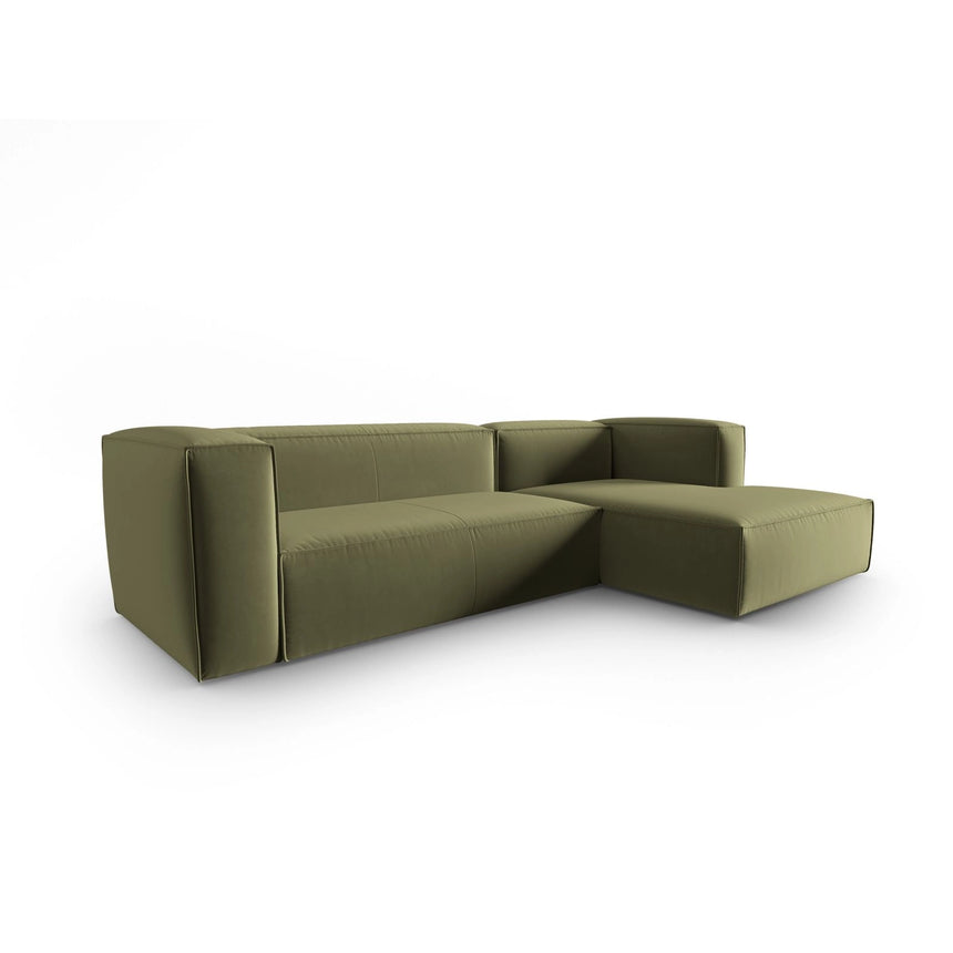 Mackay 4-Sitzer Ecksofa, Rechte Seite, aus Samt in Hellgrün (Casino Forest), 282x166x73 cm von Cosmopolitan Design – Bild 3